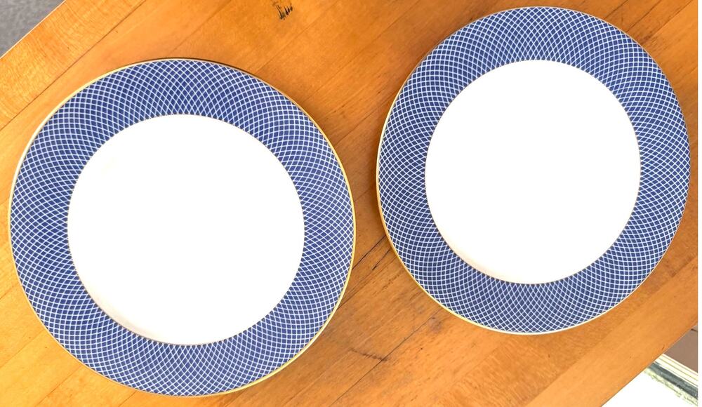 Block Spal Plates Set of 2 Blue Skies Portugal 1980 Replacement Dishes Blue 8"